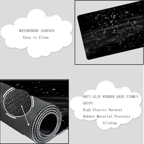 Cloud Mouse Pad Keyboard Wrist Rest 4PCS Extended Large Galaxy Desk Mat Pad Set Memory Foam Non-Slip Cute Ergonomic Gaming Mouse Pad Wrist Support for Computer Laptop Home Office Black - Image 3