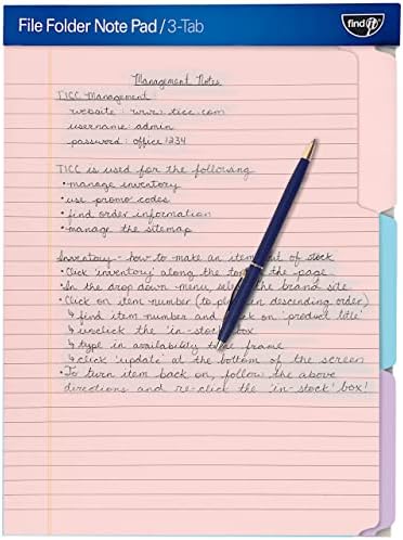 Find It File Folder Notepad - Pack of 72-9.5 x 12.5 Inch Notebook Organizer Folders for Filing, Document, and Clipboard Organization - Pastel by Find+It%C2%AE