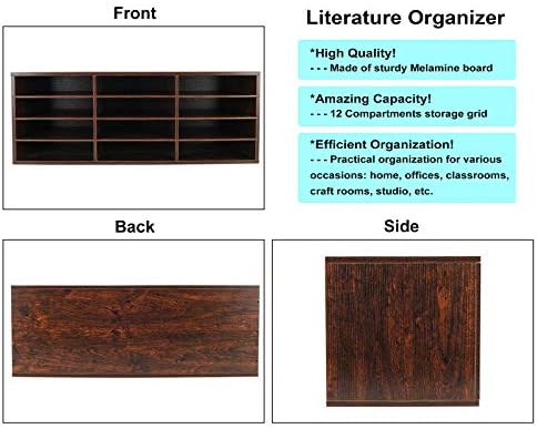 PAG-Mass Mail Sorter Organizer, Wood Countertop Literature Organizer, Student Mailbox for Classroom, Desktop Bill Paper Organizer for Office Home School, 12 Compartments, Brown - Image 6