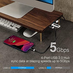 Monitor Stand with 4 USB Ports Walnut Wood Riser for iMac Laptop Computer Monitor – A Sturdy Computer Stand to Elevate Your Screen and Reduce Eye Strain and Maintain Body Position - Image 3