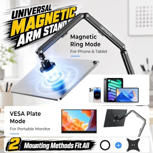 Urmust Magnetic Portable Monitor Stand, VESA & Magnetic 2-in-1 iPad Stand L - Image 2