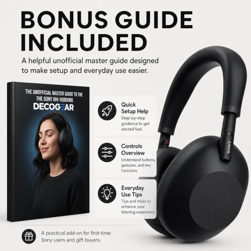 Sony WH-1000XM6 The Best Noise Canceling Wireless Headphones, HD NC Processor QN3, 12 Microphones, Adaptive NC Optimizer, Mastered by Engineers, Studio-Quality, 30-Hour Battery with Deco Guide Bundle - Image 2