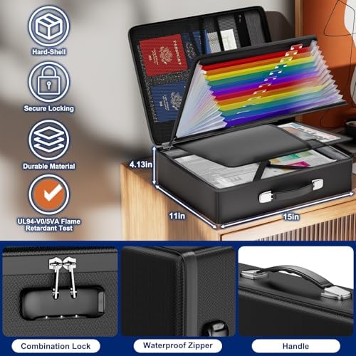 JHSafer 6400 ℉ Fireproof Document Box with Lock, Hard Case Safe Box - Image 3