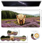 Keyboard Mouse Pad Set, Extended Gaming Mouse Pad+Ergonomics Keyboard Wrist Rest Support, Memory Foam, Easy Typing Pain Relief, 4Pcs XL Ultra Thick Desk Mat,Highland Cow - Image 6