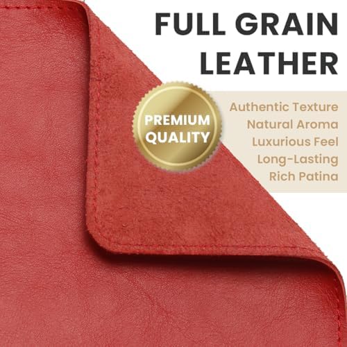 Full-Grain Leather Mouse Pad - Genuine Leather Mouse Mat with Non-Slip Backing, 3mm Thick, Smooth Mouse Glide, Desk Accessory for Office, Work & Gaming (Red, Large 11.8 x 9.8 in) - Image 3