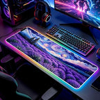 RGB Lavender Field Starry Night Gaming Desk Mat & Mouse Pad, XL - Image 5