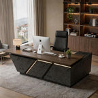 SAINTCY Professional Executive Desk with Privacy Panel & Drawers | Electric Standing Desk for Law Firms, Financial Offices & Corporate Campuses | Modern Workspace Solution (Left Return, 95 in) by SAINTCY