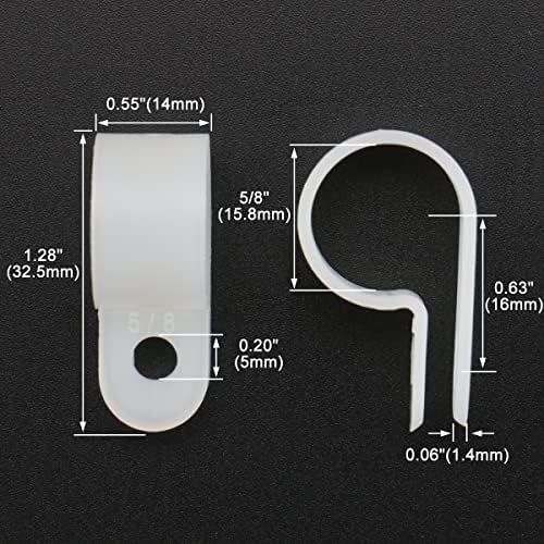 BAOMAIN 5/8-Inch R-Type Cable Clamps, 500-Pack Wire Nylon Wire Management Clips, UC-4 Screw-On Cord Fasteners for Home, Office, and Industrial Use - Image 2
