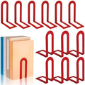 Chunful 12 Pcs Red Metal BookEnds Shelves, 5.5 x 3.75 x 2.25 in by Chunful