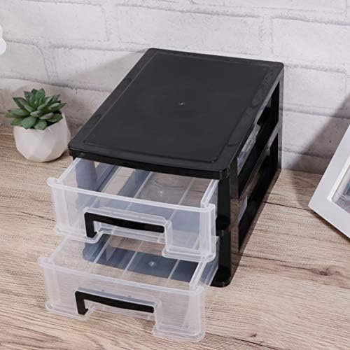 DOITOOL 2 Tier Plastic Drawer Type Closet, Plastic Home Office Storage Organizer, Makeup Organizer Storage Station Cube, Cosmetics Jewelry Storage Box for Bathroom, Dorm, Desk, Countertop, Office - Image 6