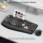 Wireless Keyboard and Mouse Combo, 2.4G Ergonomic Wave Keys(Latte Black) - Image 3