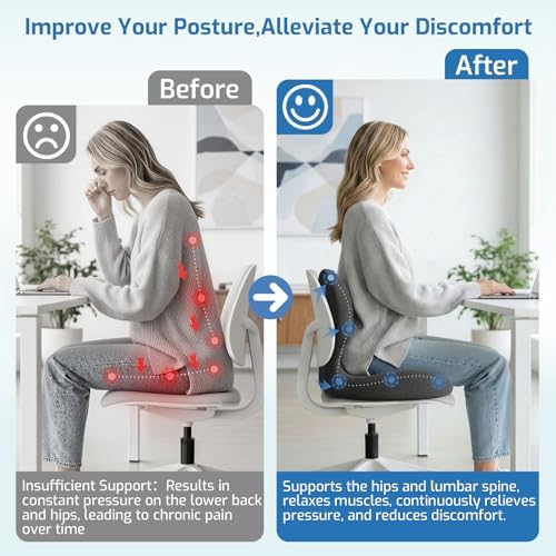 Seat Cushion with Lumbar Support Pillow,Ergonomic Chiar Cushion - Image 5