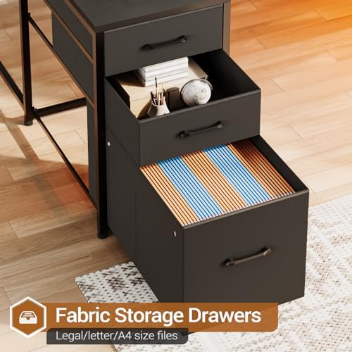 SEDETA 64.5" Reversible L Shaped Gaming Desk with Storage Drawers, Shelves - Image 6