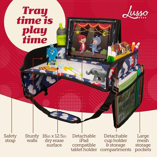 Lusso Gear Kids Travel Tray for Car - Road Trip Essentials for Kids - Car Seat Tray for Toddlers & Kids - Lap Tray for Airplane, Kids Travel Desk, Road Trip Activities (Airplanes) - Image 2