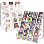 CELSOL 2 Pack Upgraded 5 Tier Acrylic Card Display Stand, Clear Display for Greeting Cards, Sports Cards, Postcards, Stickers & Brochures, Easy Snap-On, Increased Height & Thickness for Better Presentation by Unknown