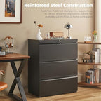 Guizeeopo Metal File Cabinet with Lock, 3 Drawer Lateral File Cabinets for Home Office, Heavy Duty Office Storage Cabinet for A4/Letter/Legal Size, Assembly Required(Black) - Image 3