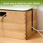Oak Wood Cable Management Box - Large Cord Hider & Organizer with Magnetic Lid for Desk & Floor Cables in Home Office, Living Room, Bedroom (Natural) - Image 3