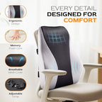 TULARIS Extra Dense Lumbar Pillow with Double Adjustable Straps - Ergonomic Lumbar Support Pillow for Office Chair, Car, Couch Firm Back Support for Lower Back & Spine Pain Relief Memory Foam Cushion - Image 6