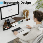 TEAMIX Corner Monitor Stand with Drawer and Phone Holder, 26x12.6x5.3in - Image 3