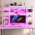 REIBII 5-Tier Desk Shelf with LED for Home Office Dorm, White by REIBII