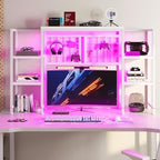 REIBII 5-Tier Desk Shelf with LED for Home Office Dorm, White by REIBII