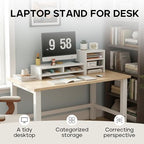 Solid Wood Monitor Stand Riser & Laptop Stand Desk Organizer - Office Accessories for PC Workspace, Computer Organization, Countertop Hutch Flamed Wood 19.7x7.9x3in - Image 6