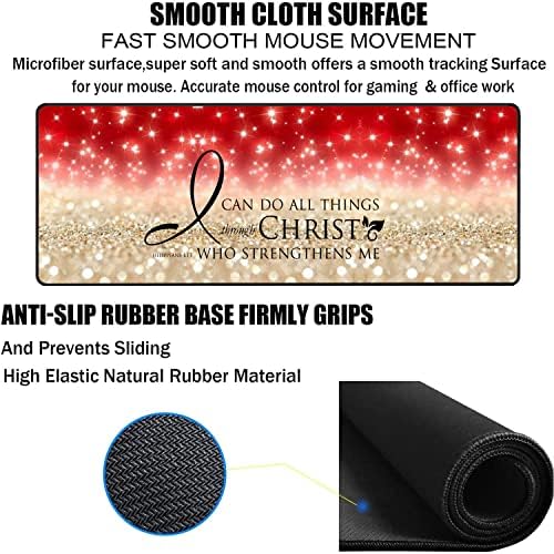 Large Gaming Mouse Pad, Keyboard Wrist Rest pad + Mouse Wrist pad + Coaster Set Extended Waterproof Non-Slip Table mat Suitable for Home Office Learning Games - Bible Verse Pink Philippians 4-13 - Image 5