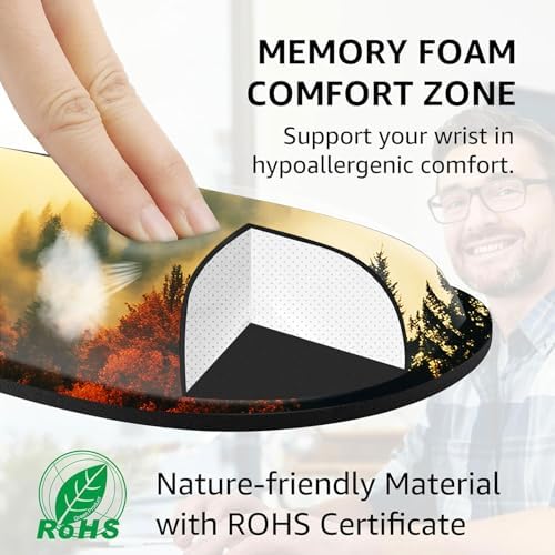 Large Keyboard Mouse Pad Set, Extended Mouse Pad+Keyboard Wrist Rest Support, Memory Foam Ergonomic Easy Typing, 4Pcs (31.5×11.8 in) Desk Pad Set for Office Home,Nature Misty Forest - Image 4