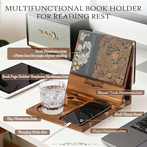 Book Holder Stand for Reading Rest Wooden Book Rest Book Nook Reading Valet - Image 4
