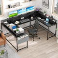 GAOMON U Shaped Desk, 79" U Shaped Gaming Desk with Monitor Stand and LED Lights, Reversible Long Shaped Large Computer Desk with Power Outlets, Large Corner Office Desk with Storage Bag and Hooks by GaoMon