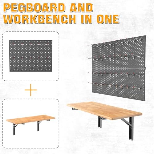 Ultrawall Folding Workbench with Pegboard, Wall Mount Work Table - Image 6