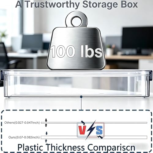 2 Pcs Plastic Storage Bins - Scrapbook Paper Organizer & Craft Storage Organizer, Plastic File Box for A4 Paper, Files, Stationery - Stackable Storage Boxes for Home/Office/School - Image 5