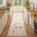 DUKINO 2.6x8 Kitchen Runner Rug, Washable Non Slip Dog Rug, Beige Yellow by DUKINO