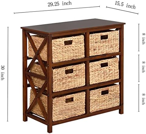 eHemco 3 Tier X-Side End Storage Cabinet, Walnut - Image 3