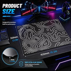Glass Gaming Mouse Pad, 5.0 Nano Etched Surface, Custom PU Non Slip Base, Esports Level Speed & Precision, Tempered Glass, Waterproof & Durable, 410mm*310mm Multi-Use Sizes (Black Terrain) - Image 2