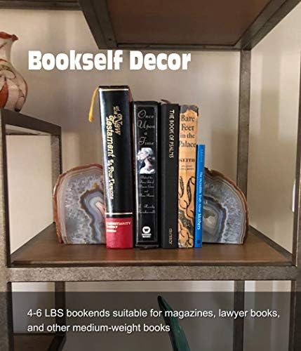 AMOYSTONE Natural Agate Bookends Solid Stone Book Ends for Study Shelves - Image 4