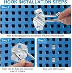 uxcell 10Pcs Metal Square Peg Board Hooks, 5.9" Heavy Duty Exhibition Display Hooks Square Hole Peg Double Rod for 3/8" Spaced Pegboards, Retail Shelf Rack Hook, Silver - Image 4