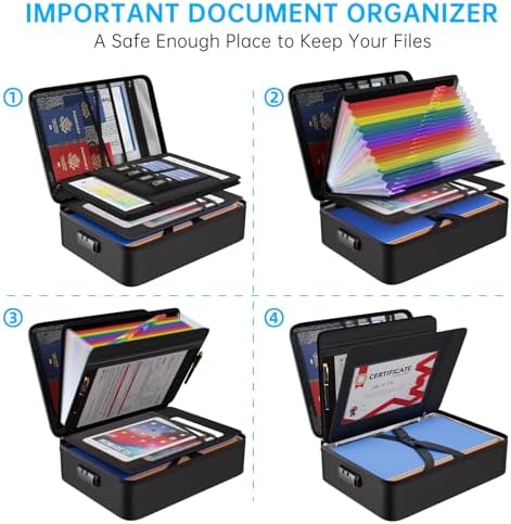 ENGPOW 5200℉ Fireproof Document Box with 25 Pockets Accordion File Folder - Image 3
