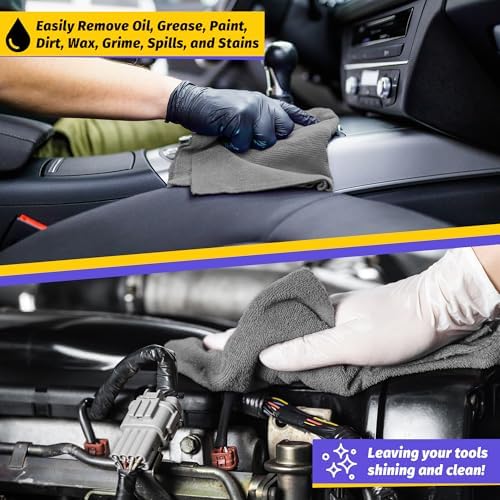 Microfiber Cleaning Cloth,150 Pack Grey Cleaning Rags, Bulk All-Purpose Lint-Free Shop Towels Wipes, Commercial Micro Fiber Cleaning Towels Washcloth for Car Garage Housekeeping 11.5"*11.5" - Image 4