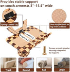 Checkered Rubber Wood Couch Arm Tray, Sofa Armrest Tray with Rotating Cup Holder & Phone Stand, Large Clip-on Sofa Side Table Furniture for Drinks & Remote, 15.36"x9.85", Gift Box - Image 5
