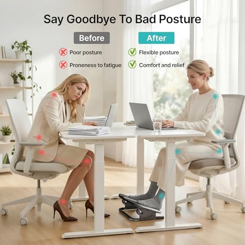 PEGZONE Footrest for Under Desk with Massage, Adjustable Tilt, Steel Base - Image 4