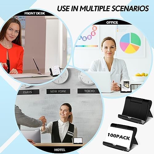 Copkim 100 Pieces Business Card Holder Display Bulk Black Plastic Stand Name Holder Stand Organizer for Desk Office Supplies, Fits 50 Cards - Image 5