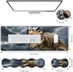 Ergonomic Keyboard Wrist Rest & Mouse Pad Wrist Rest Set, Large XXL Gaming Desk Mat 31.5"x 11.8" with Memory Foam, Easy Typing Pain Relief for Office & Home, Dinosaur - Image 2