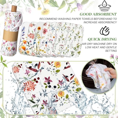90 Pack Reusable Kitchen Cloths Cotton Towel, Wildflowers - Image 3