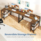 DUMOS 39" L Shaped Gaming Desk, Corner Desks with Storage Shelves, Brown - Image 4