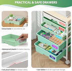 Goovilla Rolling Cart with 5 Drawers for Craft, Art, Dorm, Office, Green - Image 3