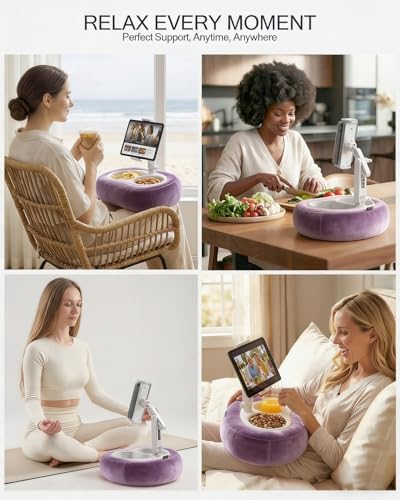 Miledi Tablet Pillow Stand for Bed with 360° Rotating Holder, Purple - Image 3