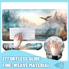 Dragon Desk Mat Set Fantasy Mountain Landscape Fire Sky Large Mouse Pad with Wrist Rest 4in1 Desk Mat for Desktop Ergonomic Computer Desk Arm Wrist Anti-Slip Computer Mouse Pad Home Office Gaming - Image 4