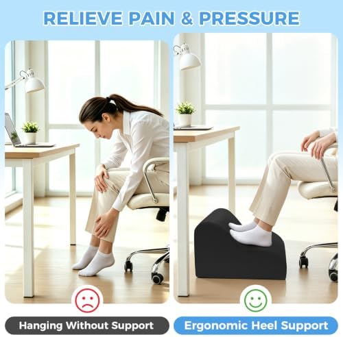 26D Foot Rest for Under Desk at Work, Ergonomic Memory Foam, Black - Image 5