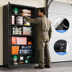 MIIIKO Metal Storage Cabinet with Lock, 72" Tall Black Garage Storage Cabinets with Doors and Shelves, Metal Locker for Home Office,Garage, Industrial, Commercial, Workshop(Black) - Image 6